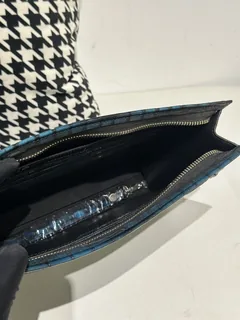 Crocodile Leather Men's Pale Moon Blue Hand-Finished Silver Hardware Clutch Bag WCB037 image 3