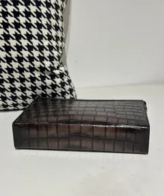 Crocodile Leather Men's Ash Gray Hand-Finished Silver Hardware Clutch Bag WCB038 image 6
