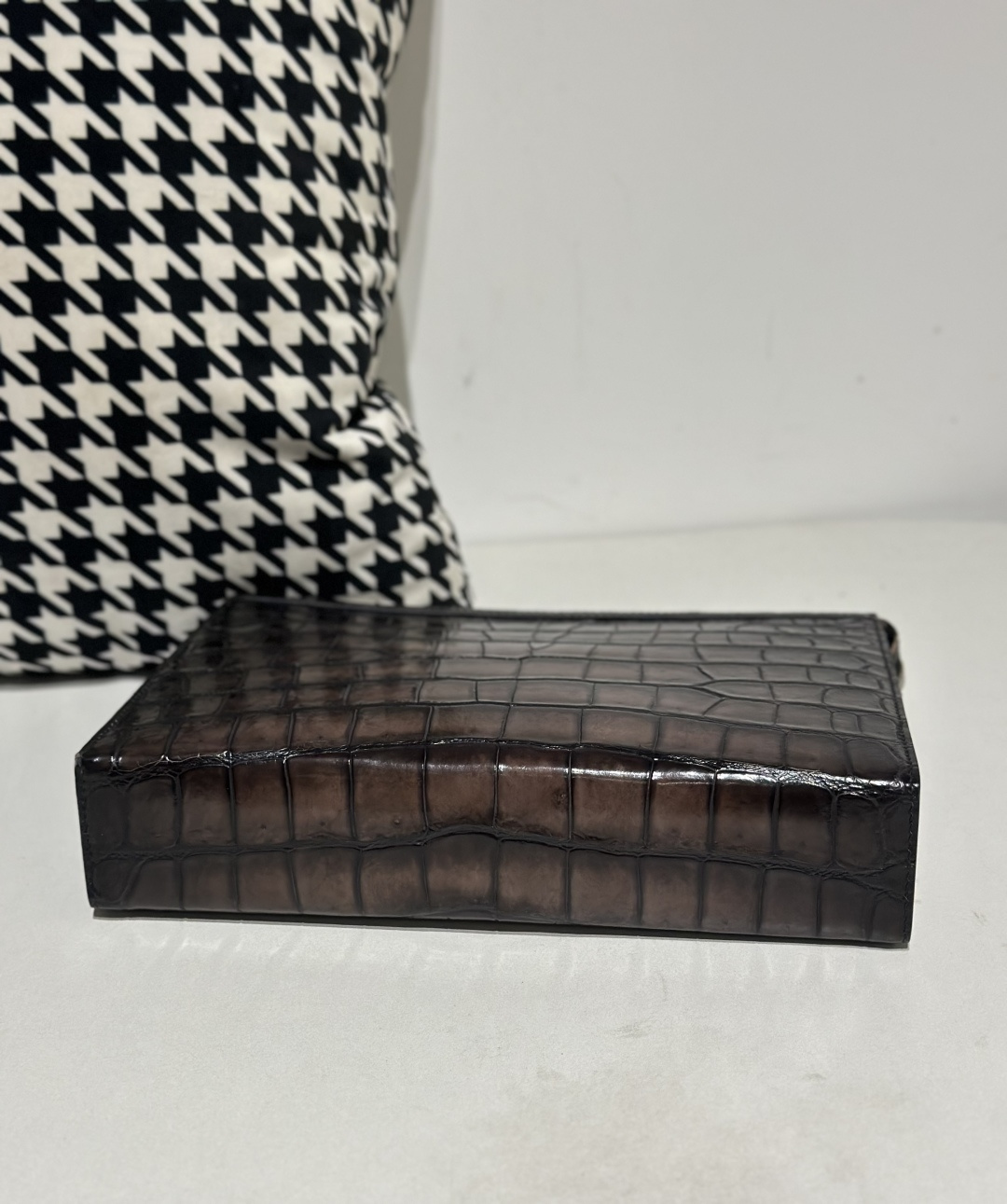 Crocodile Leather Men's Ash Gray Hand-Finished Silver Hardware Clutch Bag WCB038 image 6