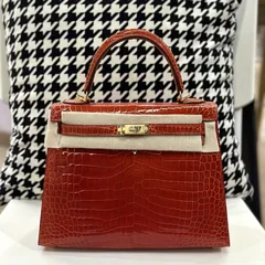 Crocodile Leather 25cm Glossy Top Handle Bag Collection WCB039 image 1