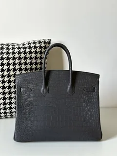 Crocodile Leather Graphite Gray 35cm Matte Gold Hardware Top Handle Tote Bag WCB040 image 3