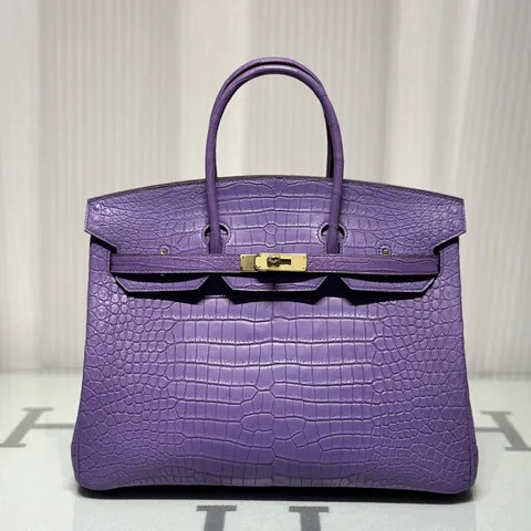 Crocodile Leather Lavender Purple 35cm Matte Top Handle Tote Bag WCB041