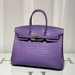 Crocodile Leather Lavender Purple 35cm Matte Top Handle Tote Bag WCB041 image 2