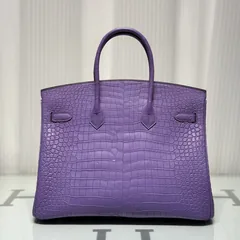 Crocodile Leather Lavender Purple 35cm Matte Top Handle Tote Bag WCB041 image 3
