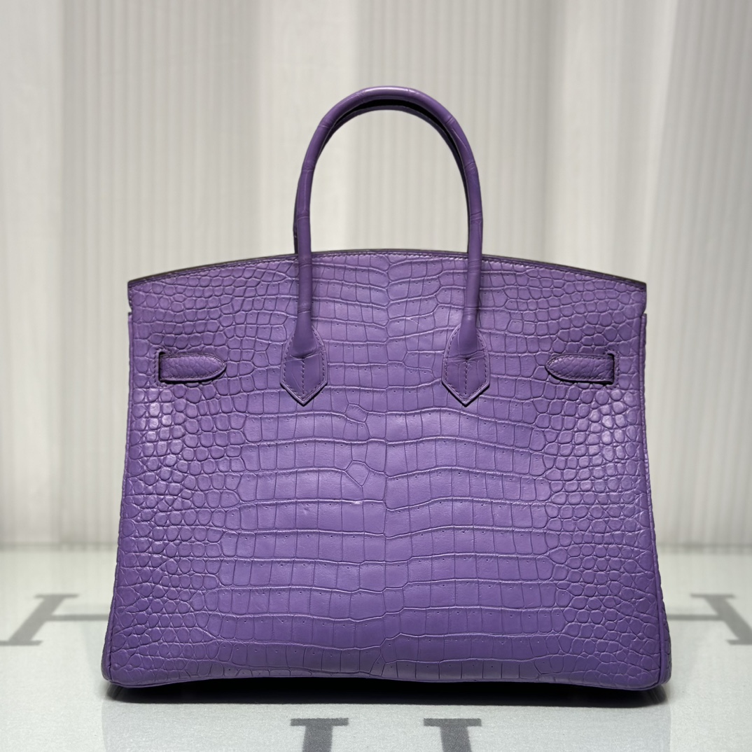 Crocodile Leather Lavender Purple 35cm Matte Top Handle Tote Bag WCB041 photo 3