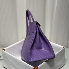 Crocodile Leather Lavender Purple 35cm Matte Top Handle Tote Bag WCB041 image 4