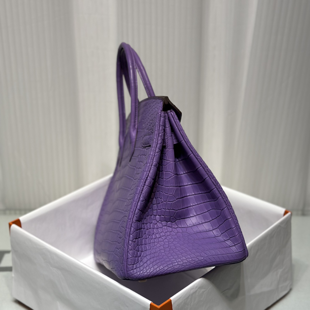Crocodile Leather Lavender Purple 35cm Matte Top Handle Tote Bag WCB041 photo 4