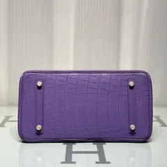 Crocodile Leather Lavender Purple 35cm Matte Top Handle Tote Bag WCB041 image 6