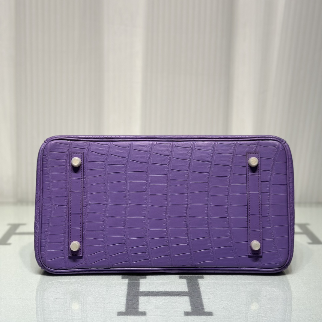 Crocodile Leather Lavender Purple 35cm Matte Top Handle Tote Bag WCB041 photo 6