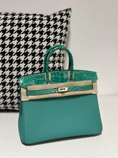 Crocodile Leather Imperial Green 25cm Glossy Silver Hardware Top Handle Tote Bag WCB046 image 2