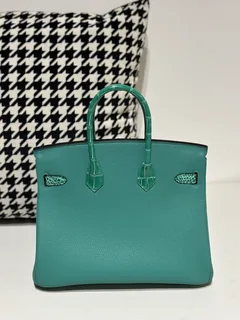 Crocodile Leather Imperial Green 25cm Glossy Silver Hardware Top Handle Tote Bag WCB046 image 3
