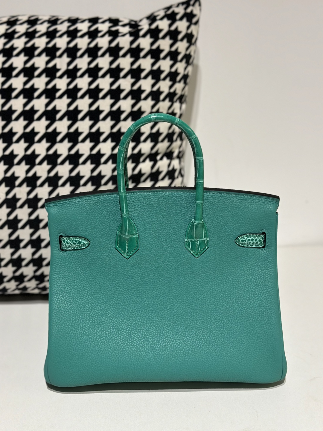 Crocodile Leather Imperial Green 25cm Glossy Silver Hardware Top Handle Tote Bag WCB046 photo 3