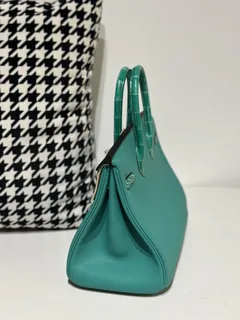Crocodile Leather Imperial Green 25cm Glossy Silver Hardware Top Handle Tote Bag WCB046 image 4