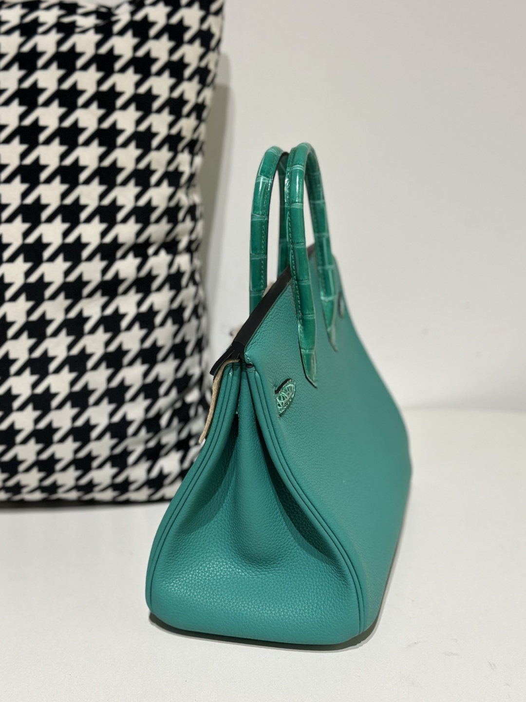 Crocodile Leather Imperial Green 25cm Glossy Silver Hardware Top Handle Tote Bag WCB046 photo 4