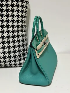 Crocodile Leather Imperial Green 25cm Glossy Silver Hardware Top Handle Tote Bag WCB046 image 5