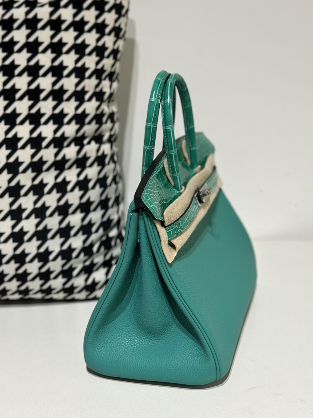 Crocodile Leather Imperial Green 25cm Glossy Silver Hardware Top Handle Tote Bag WCB046 photo 5