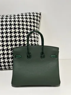 Crocodile Leather Emerald Green 25cm Glossy Silver Hardware Top Handle Tote Bag WCB047 image 3