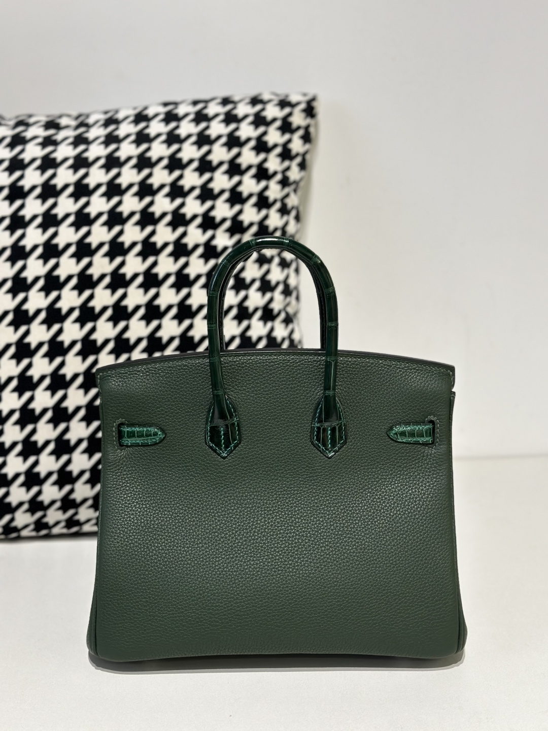 Crocodile Leather Emerald Green 25cm Glossy Silver Hardware Top Handle Tote Bag WCB047 image 3