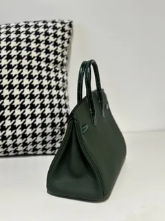 Crocodile Leather Emerald Green 25cm Glossy Silver Hardware Top Handle Tote Bag WCB047 image 4