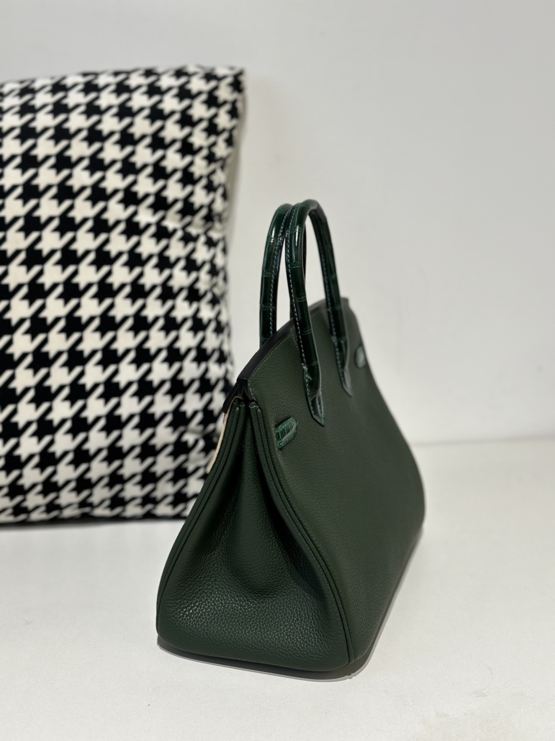 Crocodile Leather Emerald Green 25cm Glossy Silver Hardware Top Handle Tote Bag WCB047 image 4