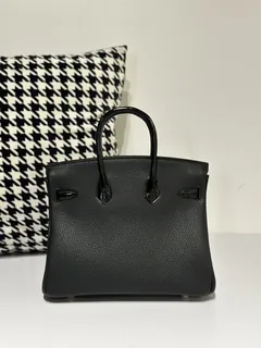 Crocodile Leather Black 25cm Glossy Mixed Leather Gold Hardware Top Handle Tote Bag WCB048 image 3
