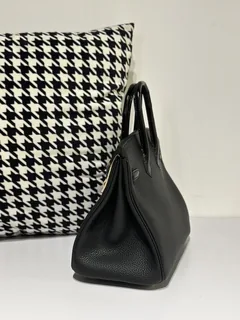 Crocodile Leather Black 25cm Glossy Mixed Leather Gold Hardware Top Handle Tote Bag WCB048 image 4