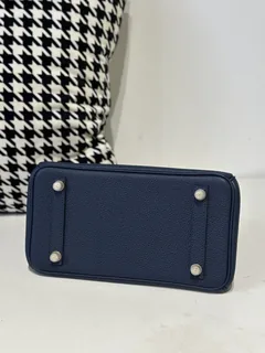 Crocodile Leather Royal Blue 25cm Glossy Mixed Leather Gold Hardware Top Handle Tote Bag WCB049 image 6