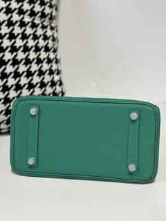 Crocodile Leather Jade Green 25cm Glossy Silver Hardware Top Handle Tote Bag WCB050 image 6