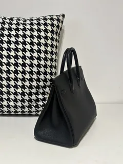 Crocodile Leather Black 25cm Matte Mixed Leather Gold Hardware Top Handle Tote Bag WCB052 image 4