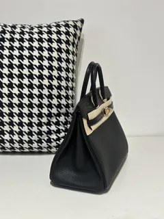 Crocodile Leather Black 25cm Matte Mixed Leather Gold Hardware Top Handle Tote Bag WCB052 image 5