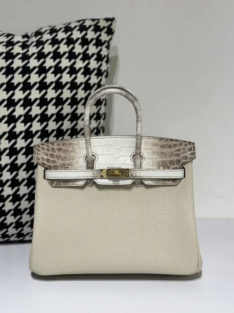 Crocodile Leather Himalayan 25cm Matte Mixed Leather Gold Hardware Top Handle Tote Bag WCB053