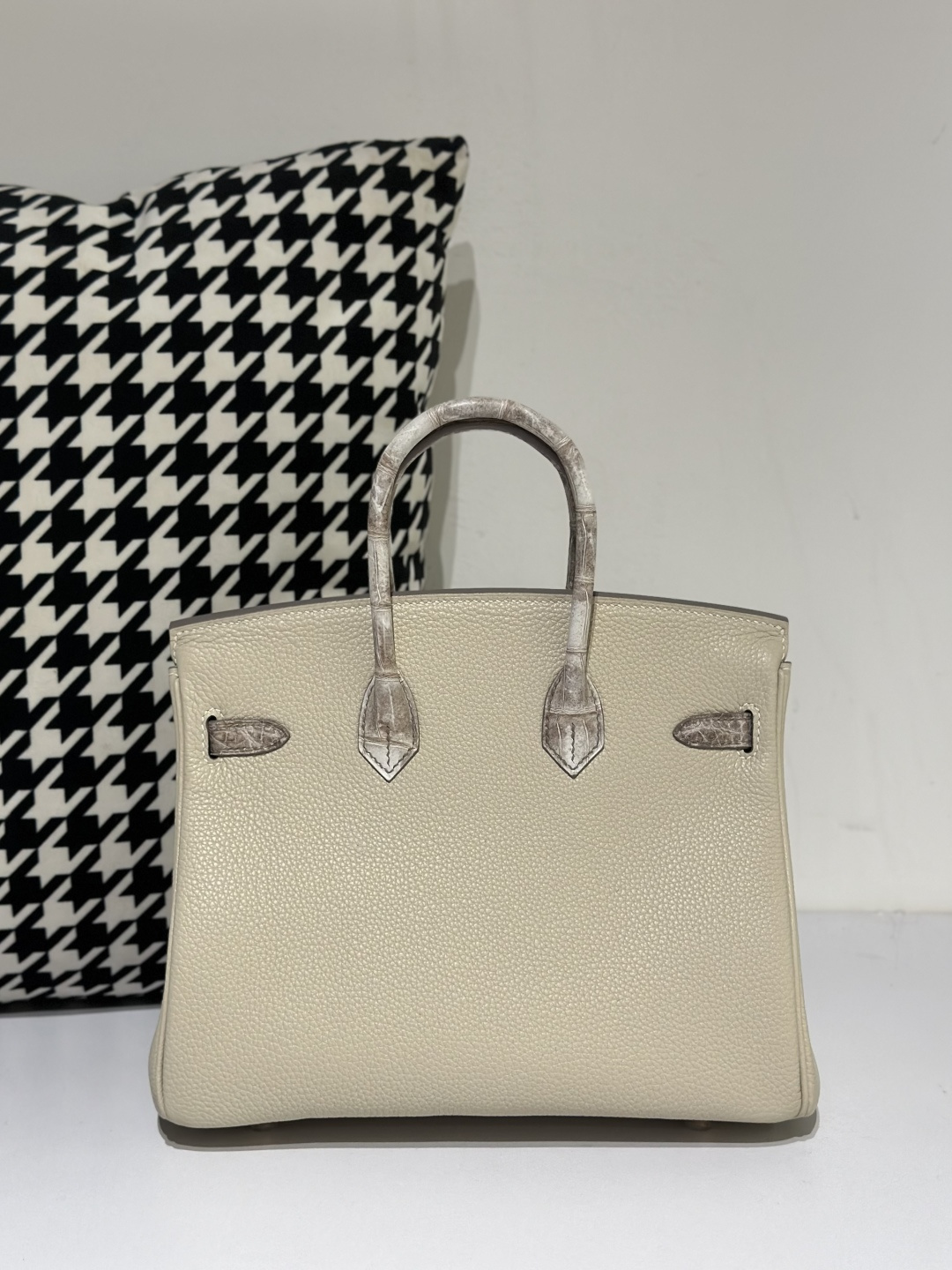 Crocodile Leather Himalayan 25cm Matte Mixed Leather Gold Hardware Top Handle Tote Bag WCB053 photo 3