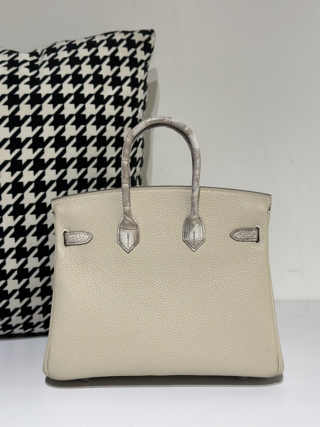 Crocodile Leather Himalayan 25cm Matte Mixed Leather Silver Hardware Top Handle Tote Bag WCB054 image 3