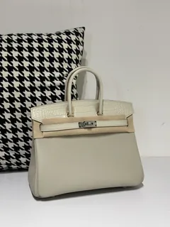 Crocodile Leather Glacier White 25cm Matte Silver Hardware Top Handle Tote Bag WCB055 image 2