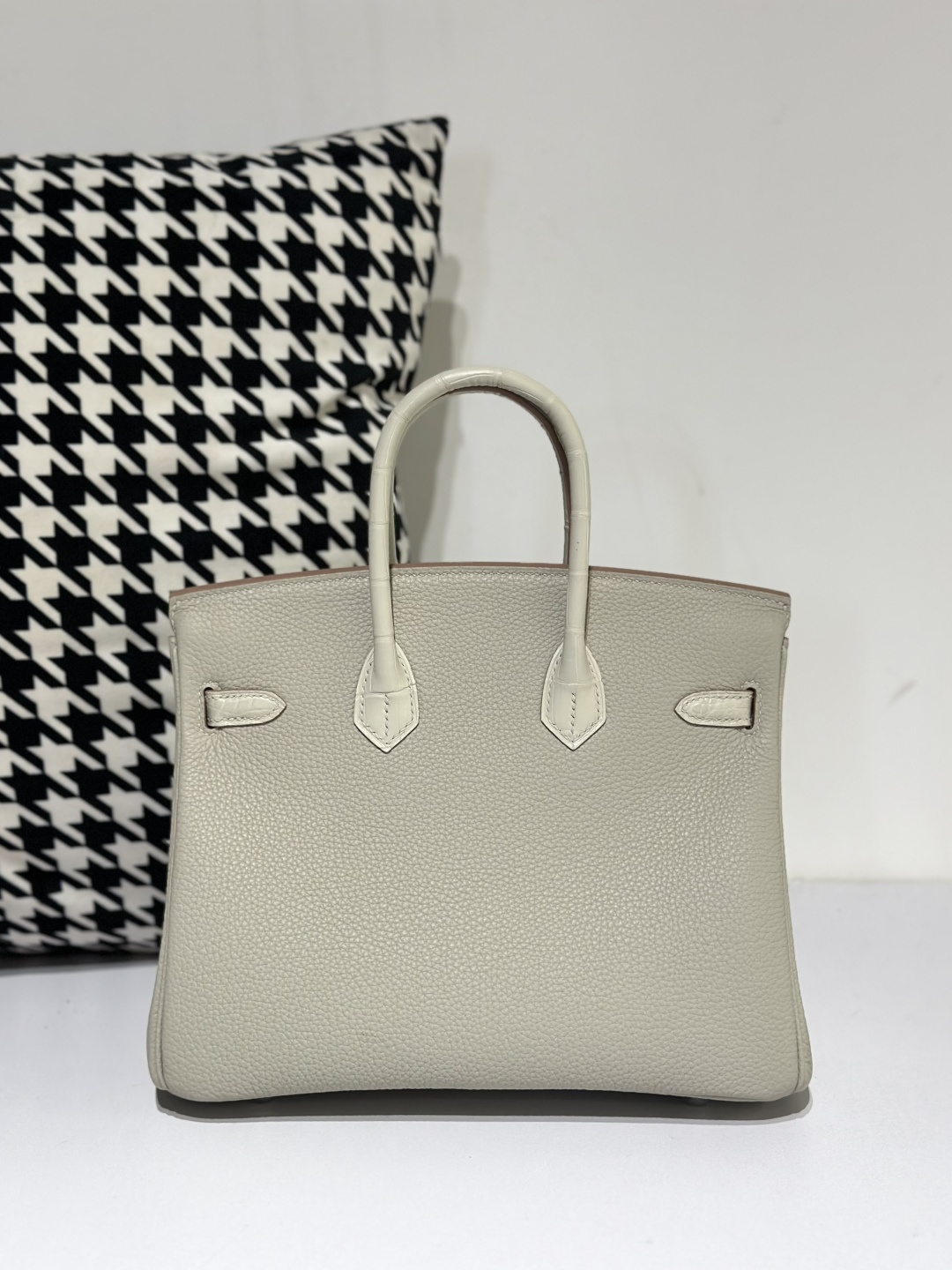 Crocodile Leather Glacier White 25cm Matte Silver Hardware Top Handle Tote Bag WCB055 photo 3