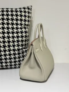 Crocodile Leather Glacier White 25cm Matte Silver Hardware Top Handle Tote Bag WCB055 image 4