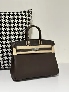 Crocodile Leather Ebony 25cm Matte Mixed Leather Silver Hardware Top Handle Tote Bag WCB056 image 2