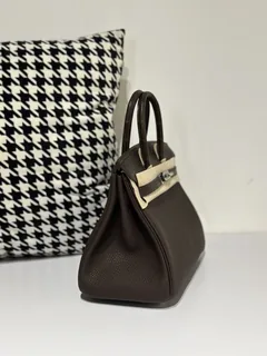 Crocodile Leather Ebony 25cm Matte Mixed Leather Silver Hardware Top Handle Tote Bag WCB056 image 5