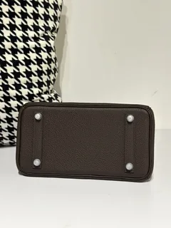 Crocodile Leather Ebony 25cm Matte Mixed Leather Silver Hardware Top Handle Tote Bag WCB056 image 6