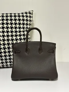 Crocodile Leather Ebony 25cm Matte Mixed Leather Gold Hardware Top Handle Tote Bag WCB057 image 3