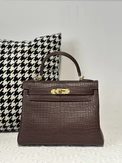 Crocodile Leather 28cm Matte and Glossy Top Handle Bag Collection WCB058 image 2