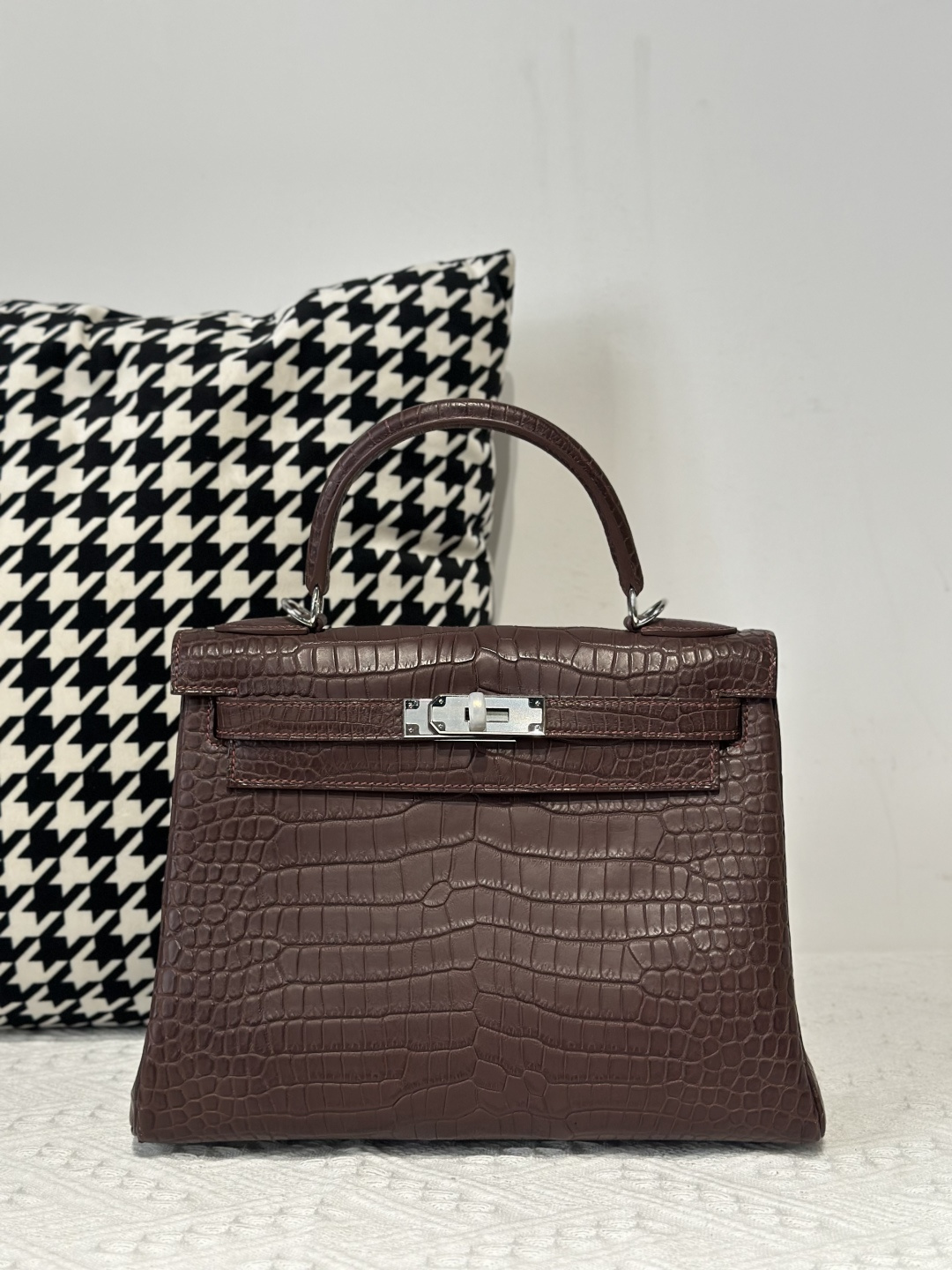 Crocodile Leather 28cm Matte and Glossy Top Handle Bag Collection WCB058 photo 3
