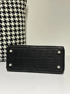 Crocodile Leather Inside Stitch Black 28cm Matte Gold Hardware Top Handle Bag WCB059 image 6