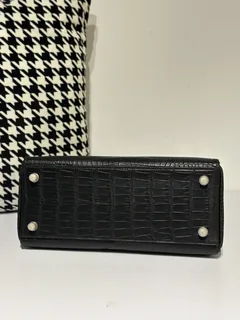 Crocodile Leather Inside Stitch Black 28cm Matte Gold Hardware Top Handle Bag WCB060 image 6