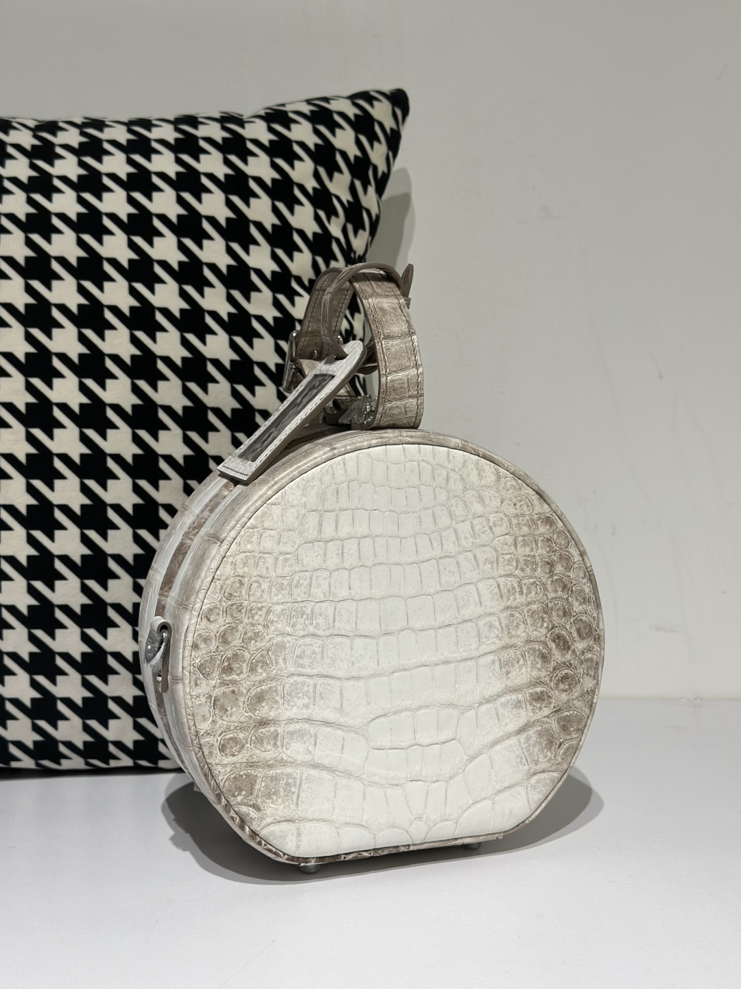 Crocodile Leather Himalayan Matte Nile Silver Hardware Round Bag WCB061 photo 2