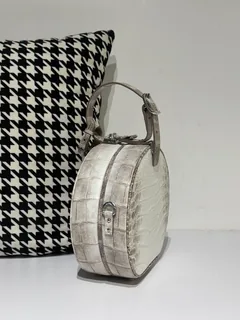Crocodile Leather Himalayan Matte Nile Silver Hardware Round Bag WCB061 image 4
