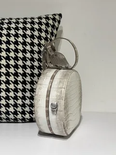 Crocodile Leather Himalayan Matte Nile Silver Hardware Round Bag WCB061 image 5