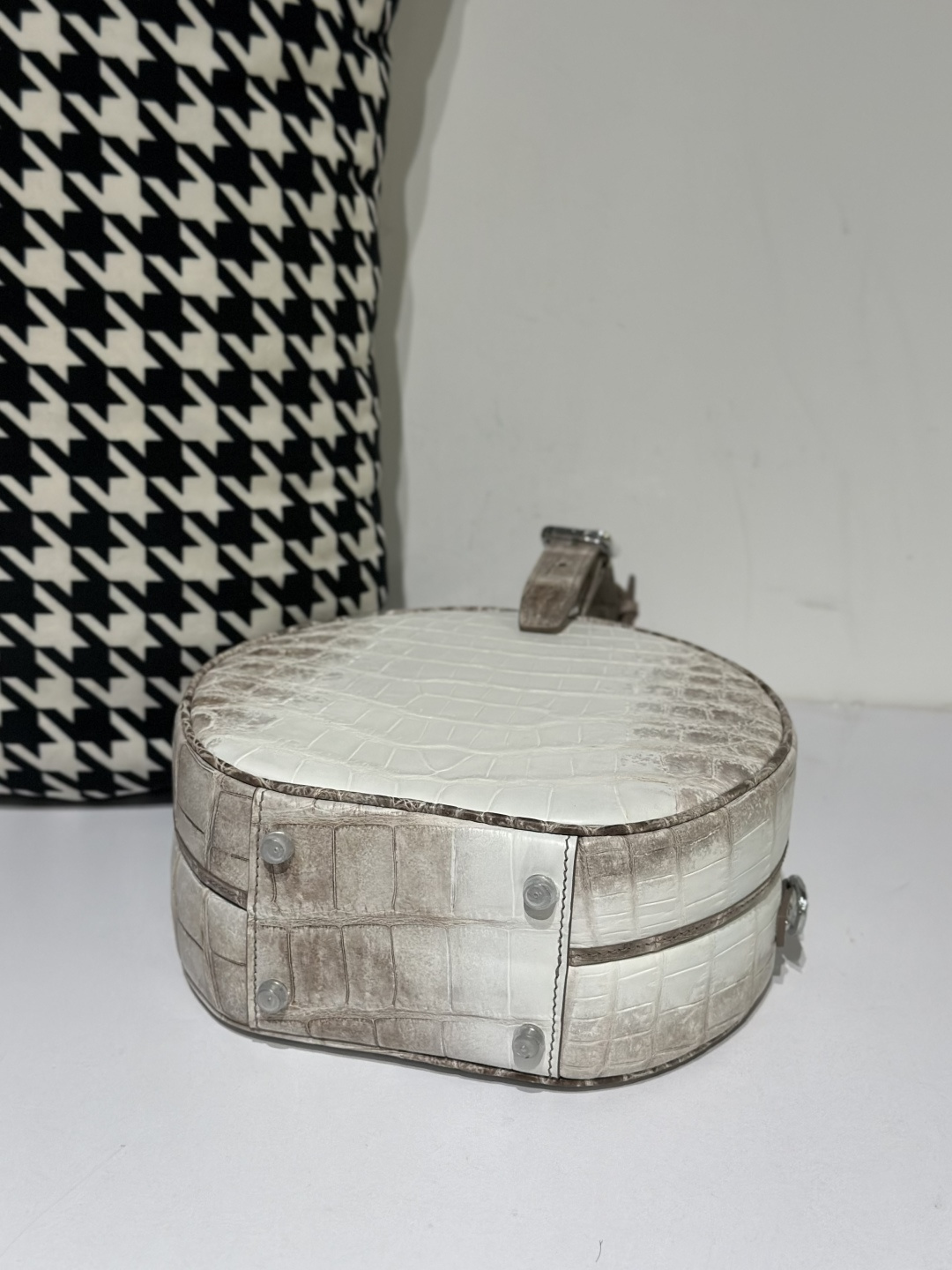Crocodile Leather Himalayan Matte Nile Silver Hardware Round Bag WCB061 photo 6