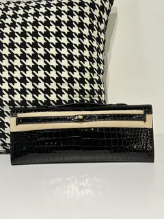 Crocodile Leather Black 31cm Glossy Gold Hardware Top Handle Bag WCB062 image 1