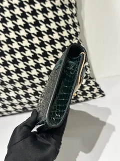 Crocodile Leather Emerald Green 31cm Glossy Gold Hardware Top Handle Bag WCB063 image 5